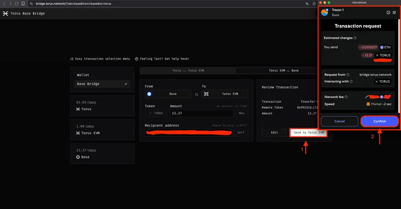Confirm the transaction in MetaMask