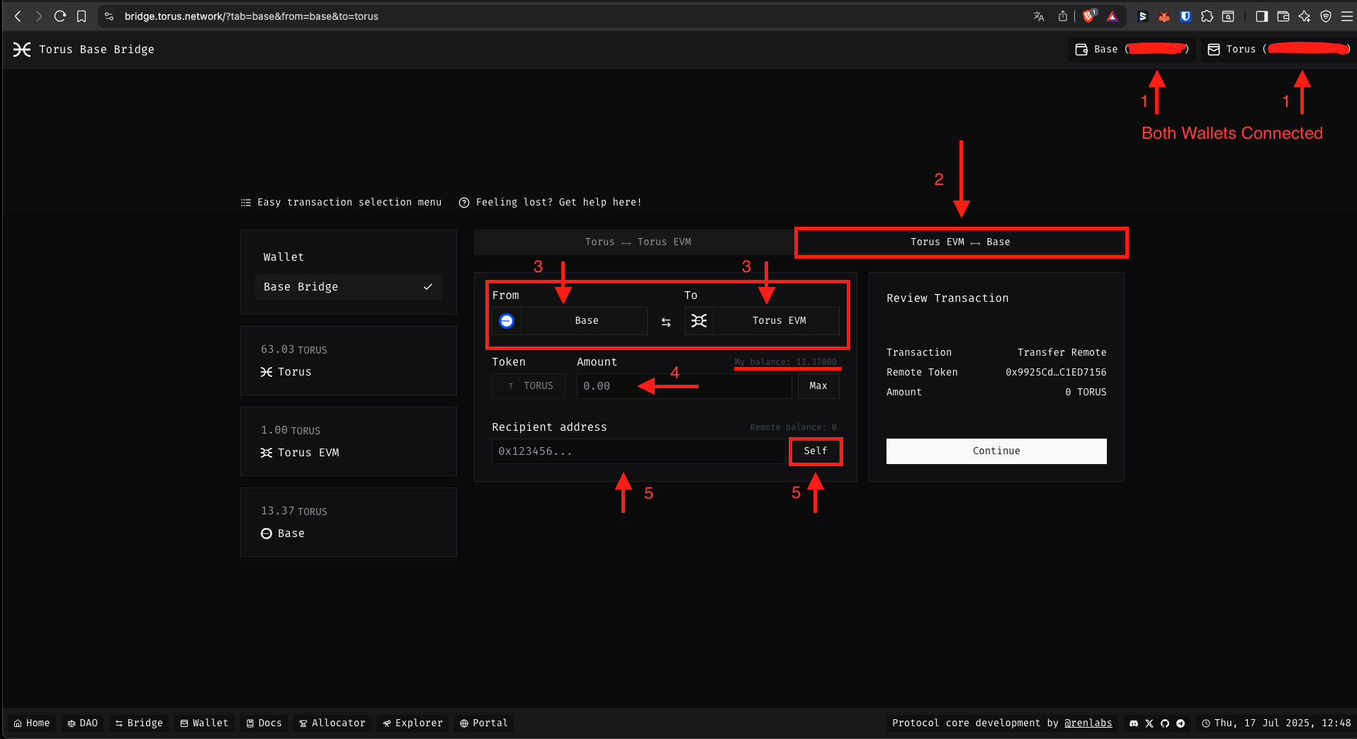 Convert Base TORUS with Torus EVM