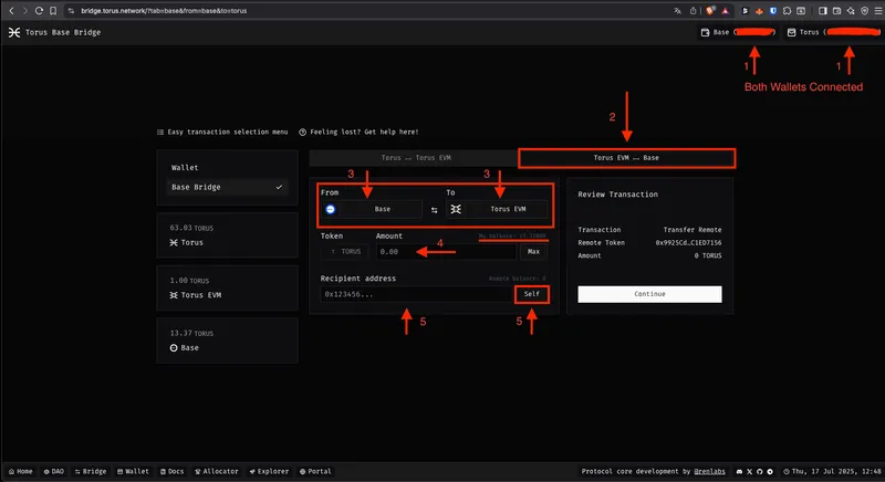 Convert Base TORUS with Torus EVM