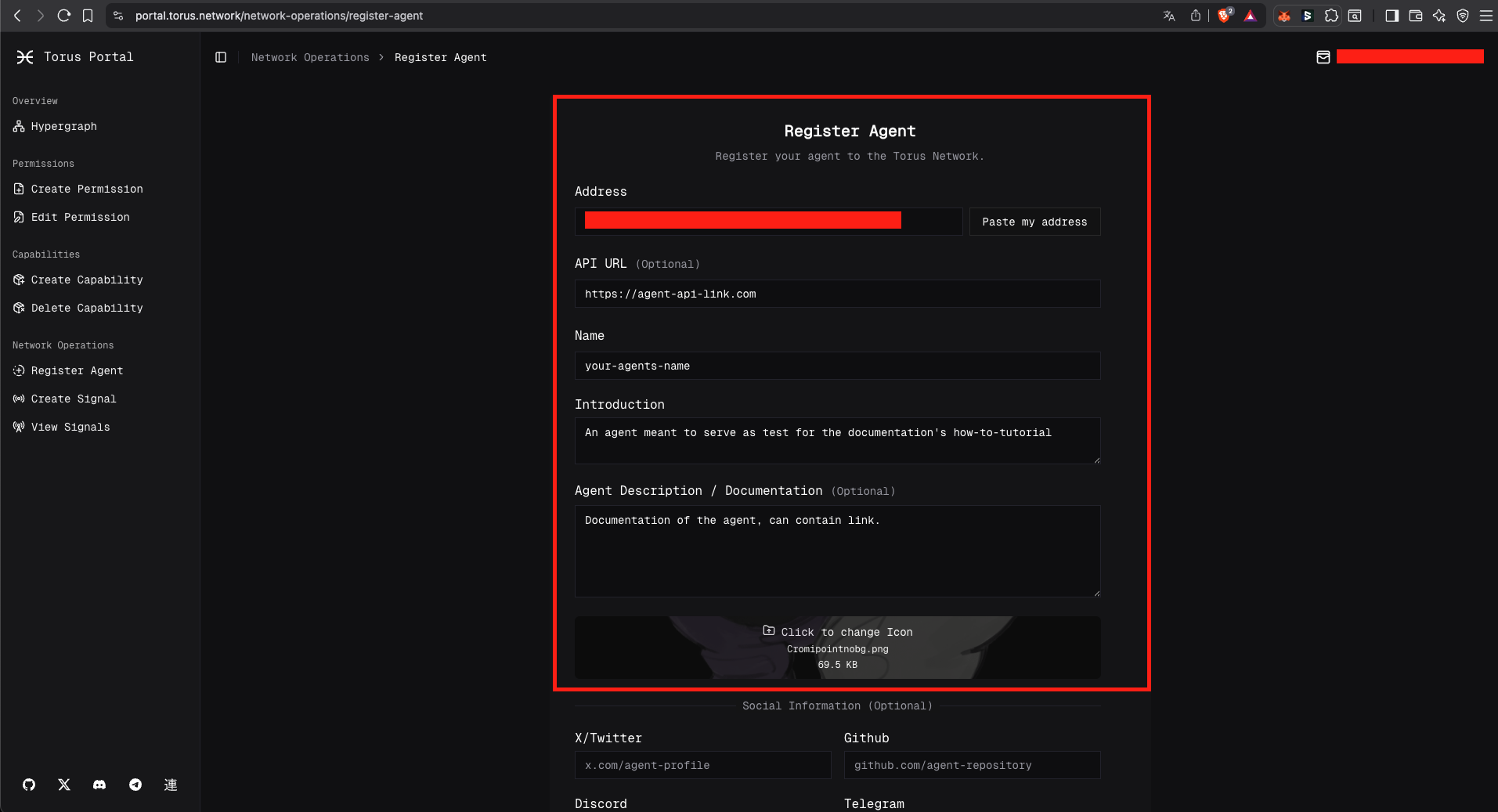 Agent details form