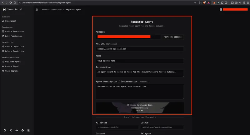 Agent details form