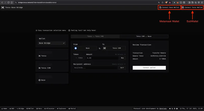 SubWallet and MetaMask connect screen