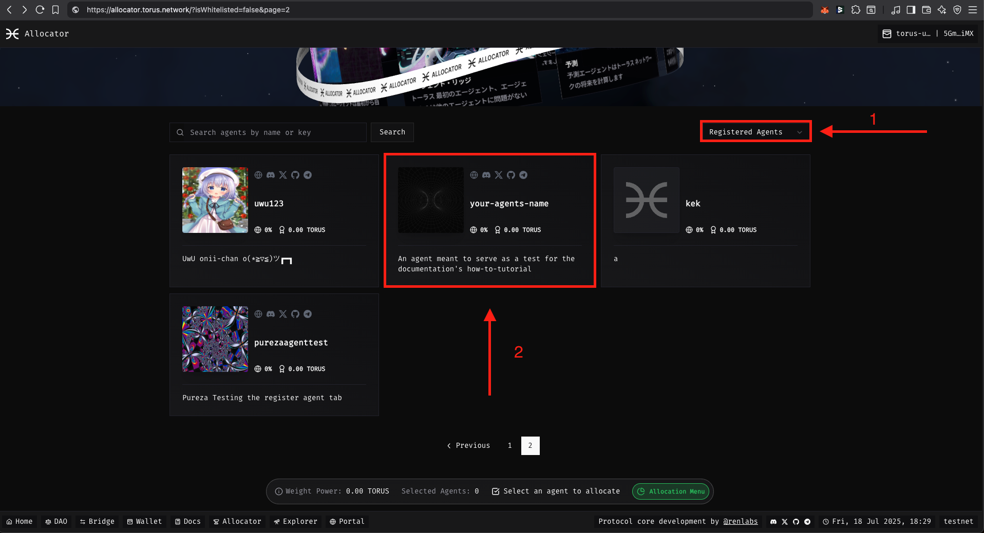 Allocator tab