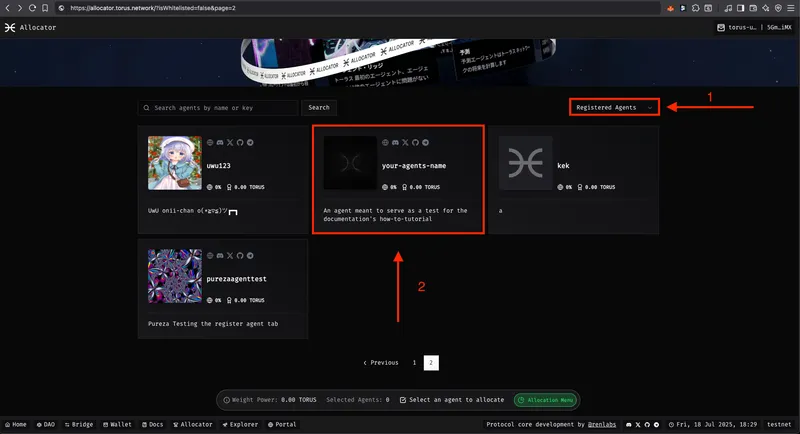 Allocator tab