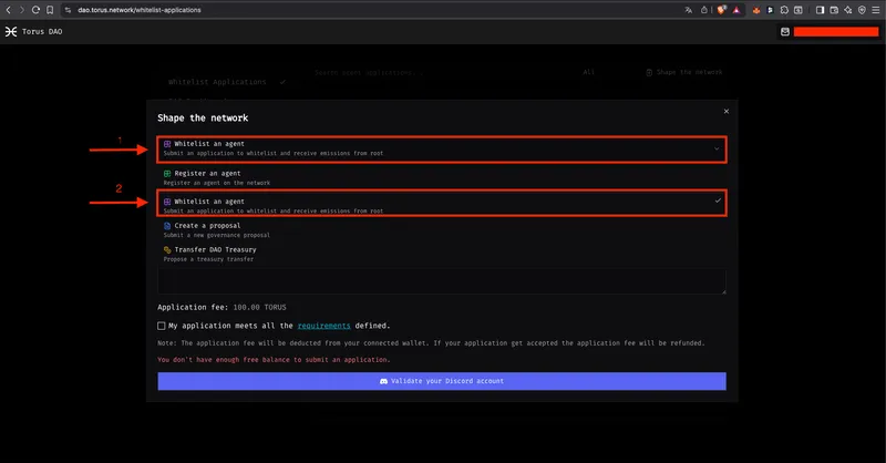 Select whitelist option